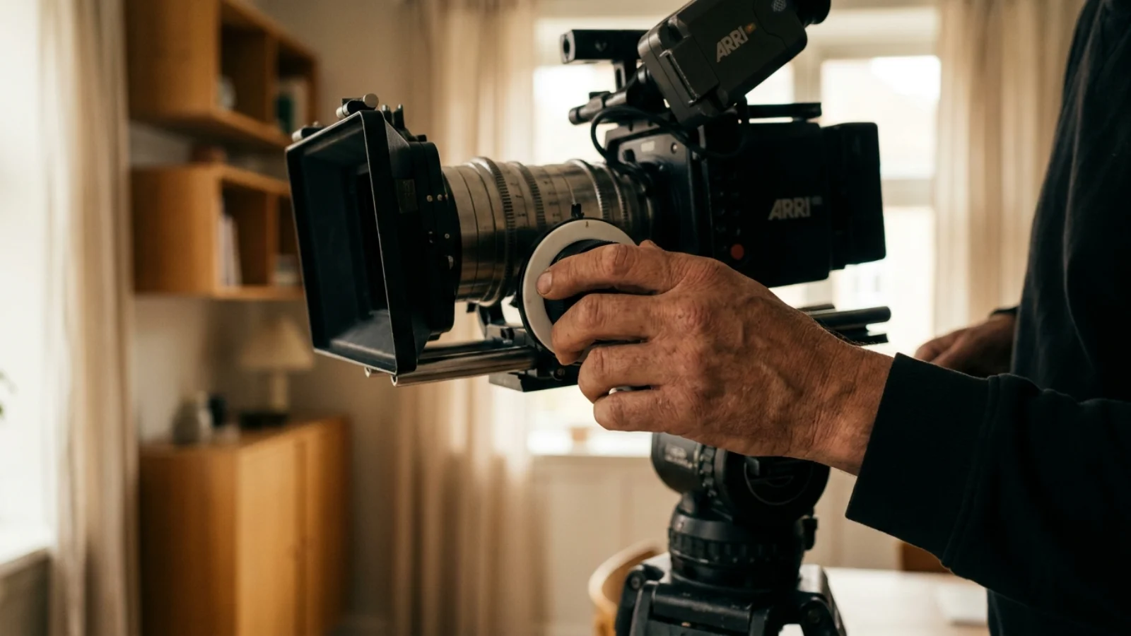 Videoproducent justerer kamera med omhu