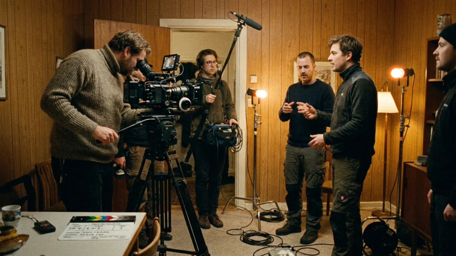 Filmhold i gang på et optagested