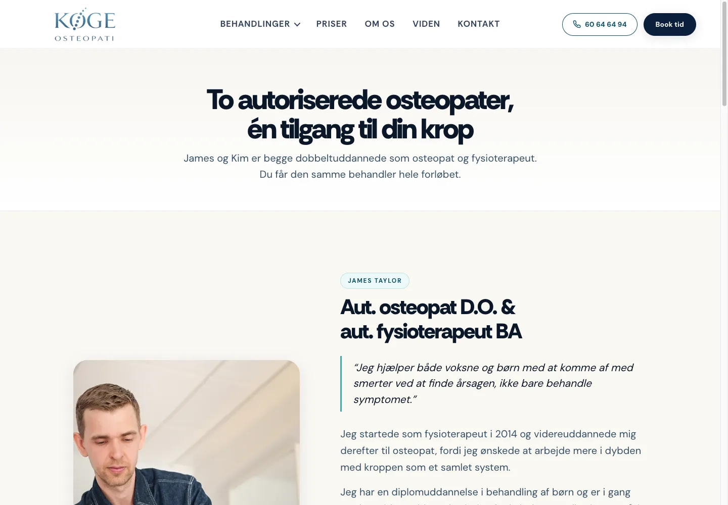 Om os, to autoriserede osteopater