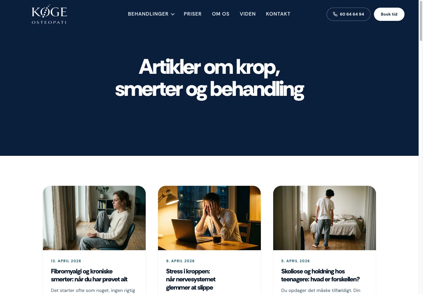 Artikler om krop, smerter og behandling