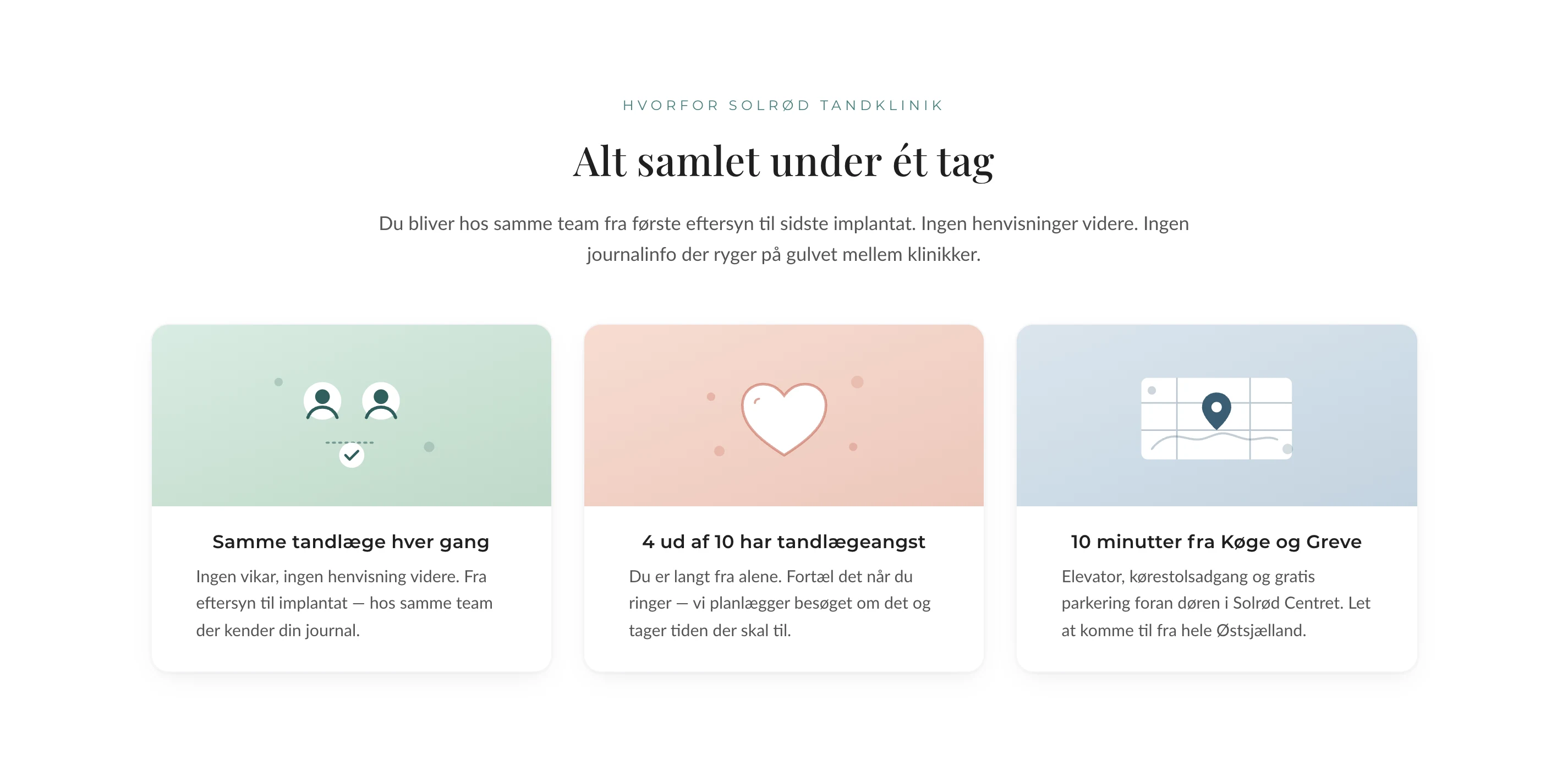 Sektionen Alt samlet under ét tag med tre kort