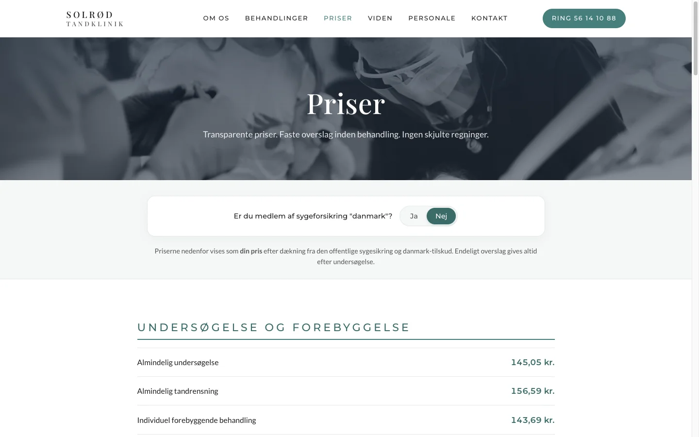 Prislisten uden tilskud: samme undersøgelse 145,05 kr.