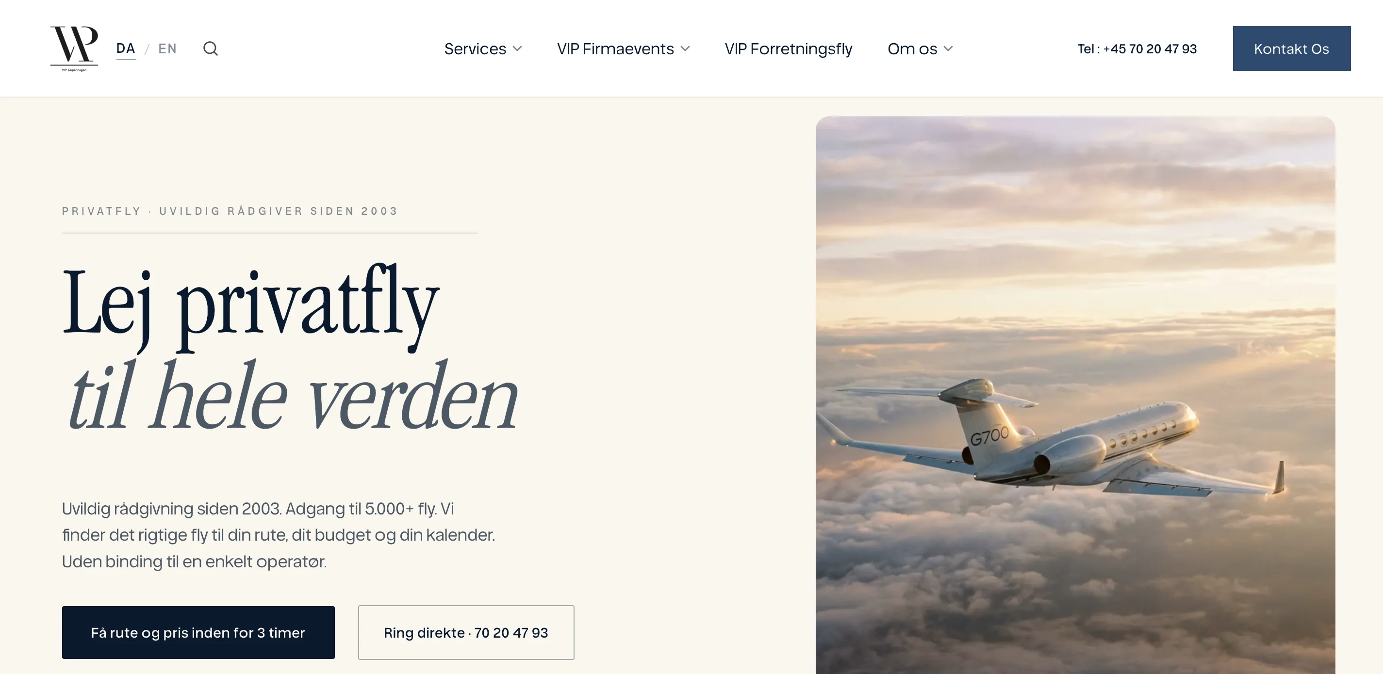 Nyt design: privatfly-siden med roligt serif-udtryk