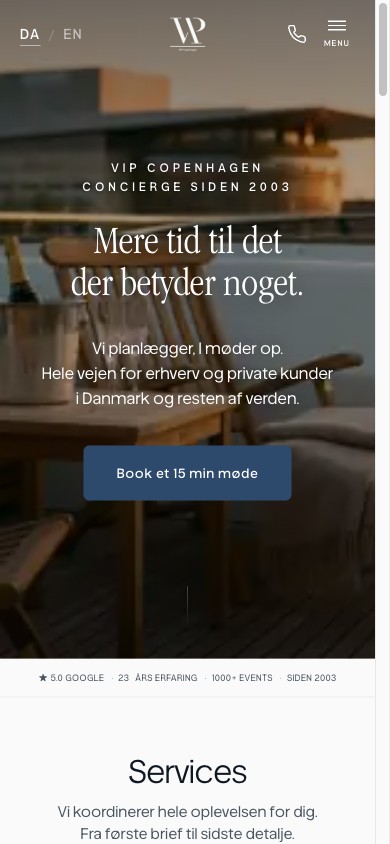 Hjemmeside bygget af Ash Media, vist på mobil